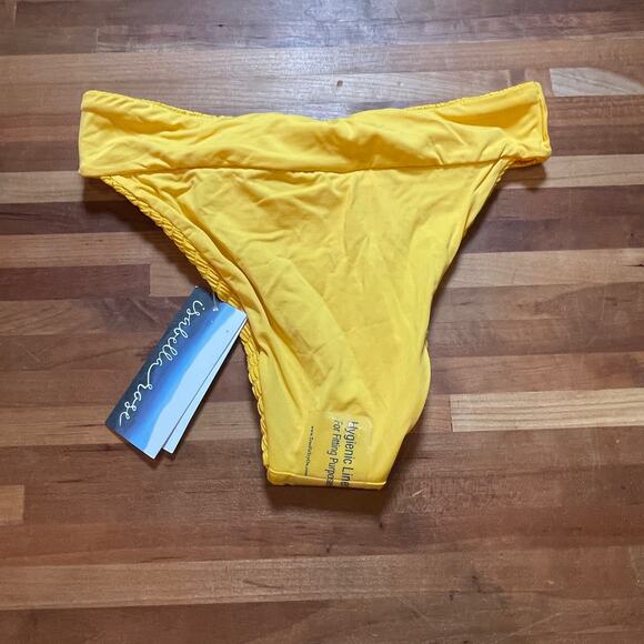 Isabella Rose Maza Textured Banded Maui Hipster Bikini Bottom orange Small - Picture 3 of 5